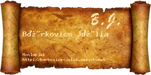 Bárkovics Júlia névjegykártya