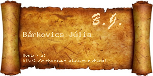 Bárkovics Júlia névjegykártya
